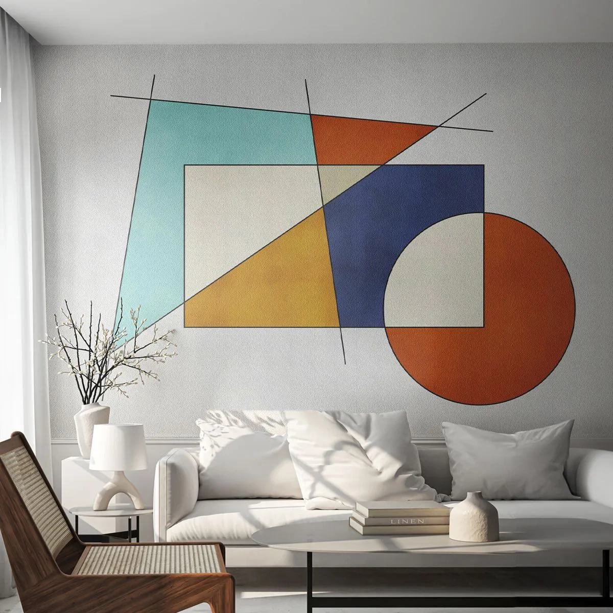 Fototapete Premium Sand - Geometrische Figuren im modernistischen Stil - 100x70cm - Abstraktion: modernistisches Spiel - Moderne Wanddekoration für Wohnzimmer und Schlafzimmer ARTTOR