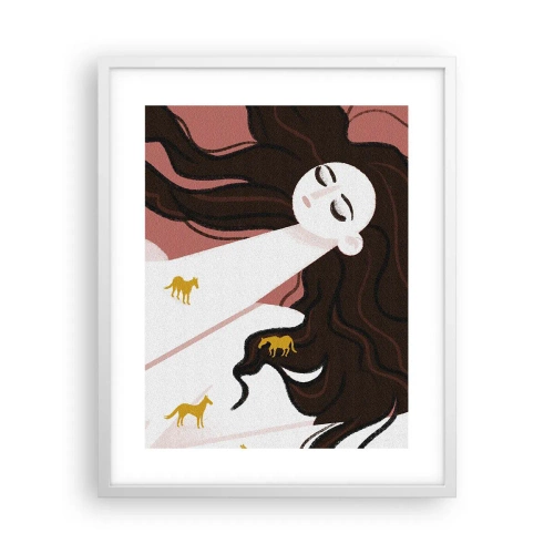 Poster in einem weißen Rahmen - Traum von einem goldenen Pferd - 40x50 cm