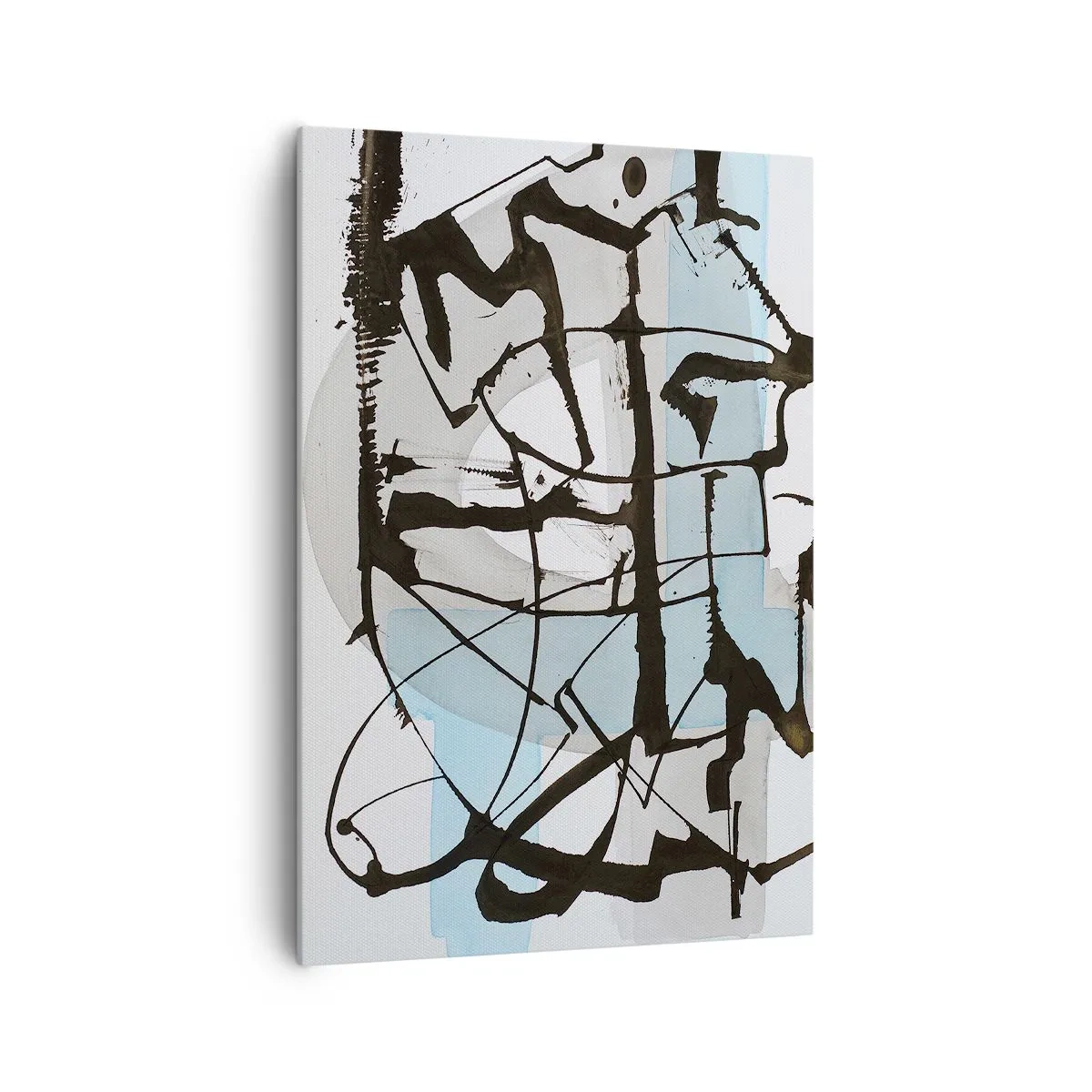 Bild auf Leinwand - Leinwandbild - Abstrakte Linien und Formen in Blau und Schwarz - 70x100cm - Trotzdem blau - Moderne Wanddekoration für Wohnzimmer und Schlafzimmer ARTTOR