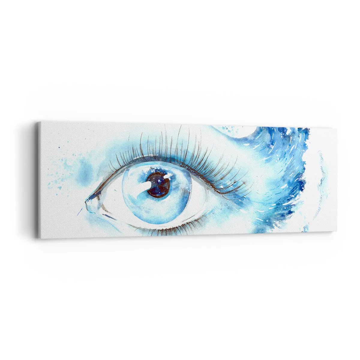 Bild auf Leinwand - Leinwandbild - Tauchen Sie ein in das Blau der Blicke - 90x30 cm