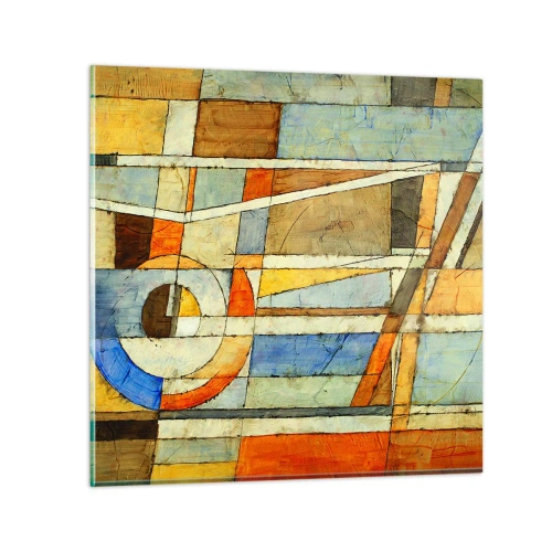 Glasbild - Bild auf glas - Kubismus auf der Baustelle - 70x70 cm