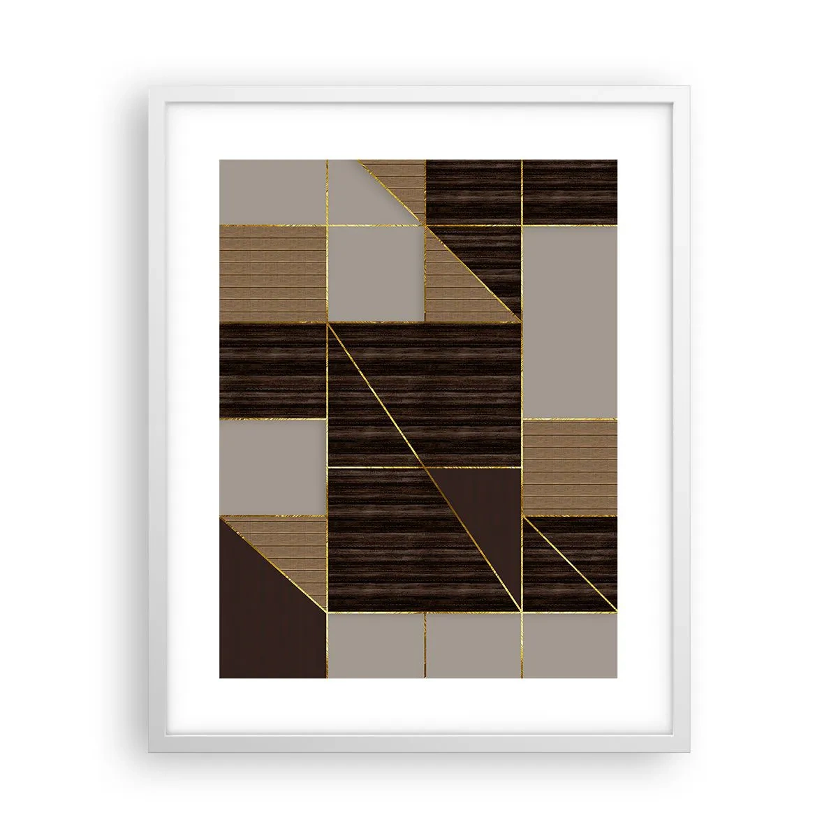 Poster in einem weißen Rahmen - Ein Mosaik aus Braun und Gold - 40x50 cm