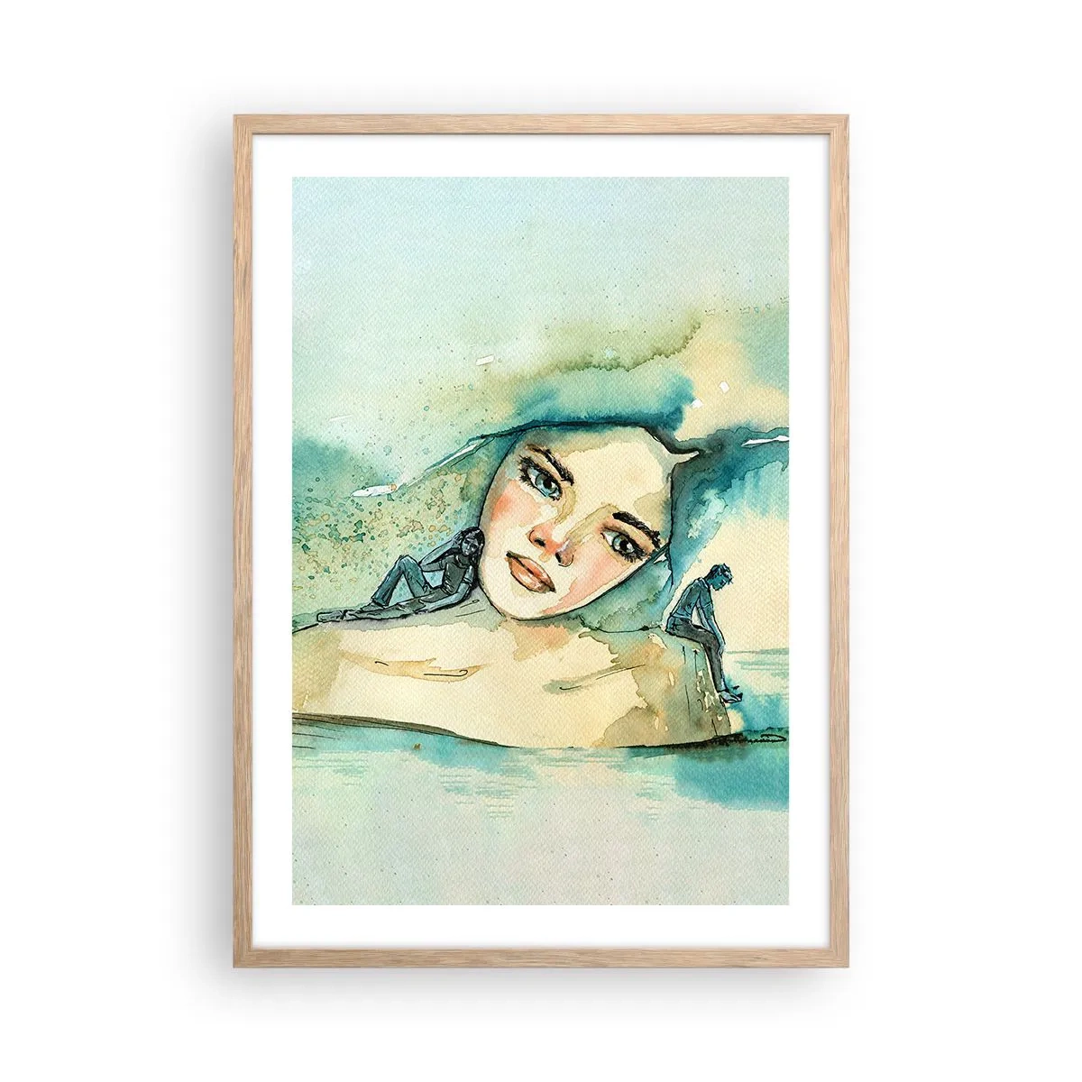 Poster in einem Rahmen aus heller Eiche - Bin ich blau? - 50x70 cm