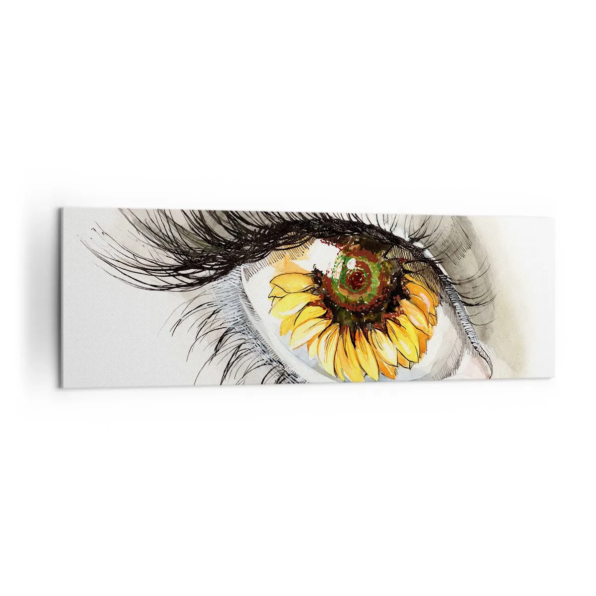 Bild auf Leinwand - Leinwandbild - Künstlerisches Auge mit sonnenblumenförmiger Iris - 160x50cm - Ein Look so heiß wie der Sommer - Moderne Wanddekoration für Wohnzimmer und Schlafzimmer ARTTOR