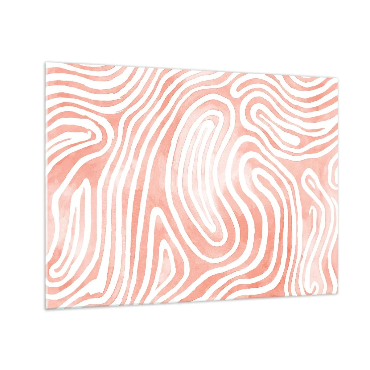 Glasbild - Bild auf glas - Abstraktes Muster in Weiß- und Korallentönen - 70x50cm - Im Korallenlabyrinth - Moderne Wanddekoration für Wohnzimmer und Schlafzimmer ARTTOR