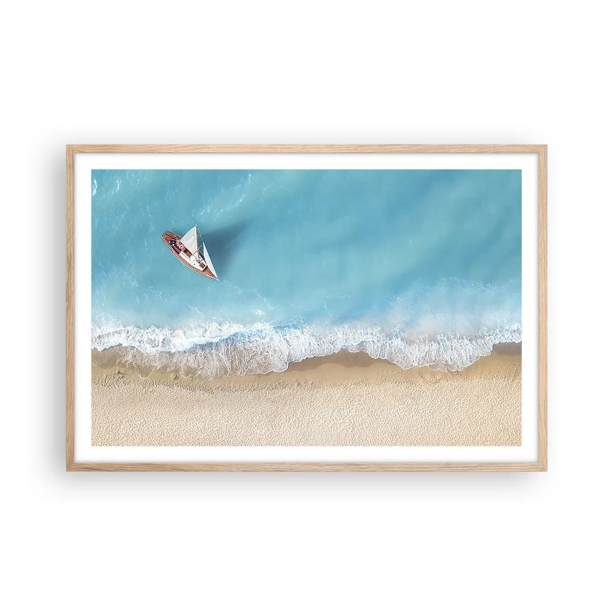 Poster in einem Rahmen aus heller Eiche - An der Grenze von Blau und Gold - 91x61 cm