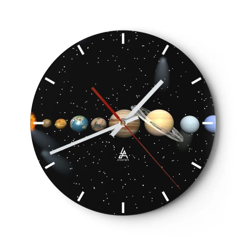 Wanduhr - Glasuhr - Und die Planeten werden verrückt und toben ... - 40x40 cm