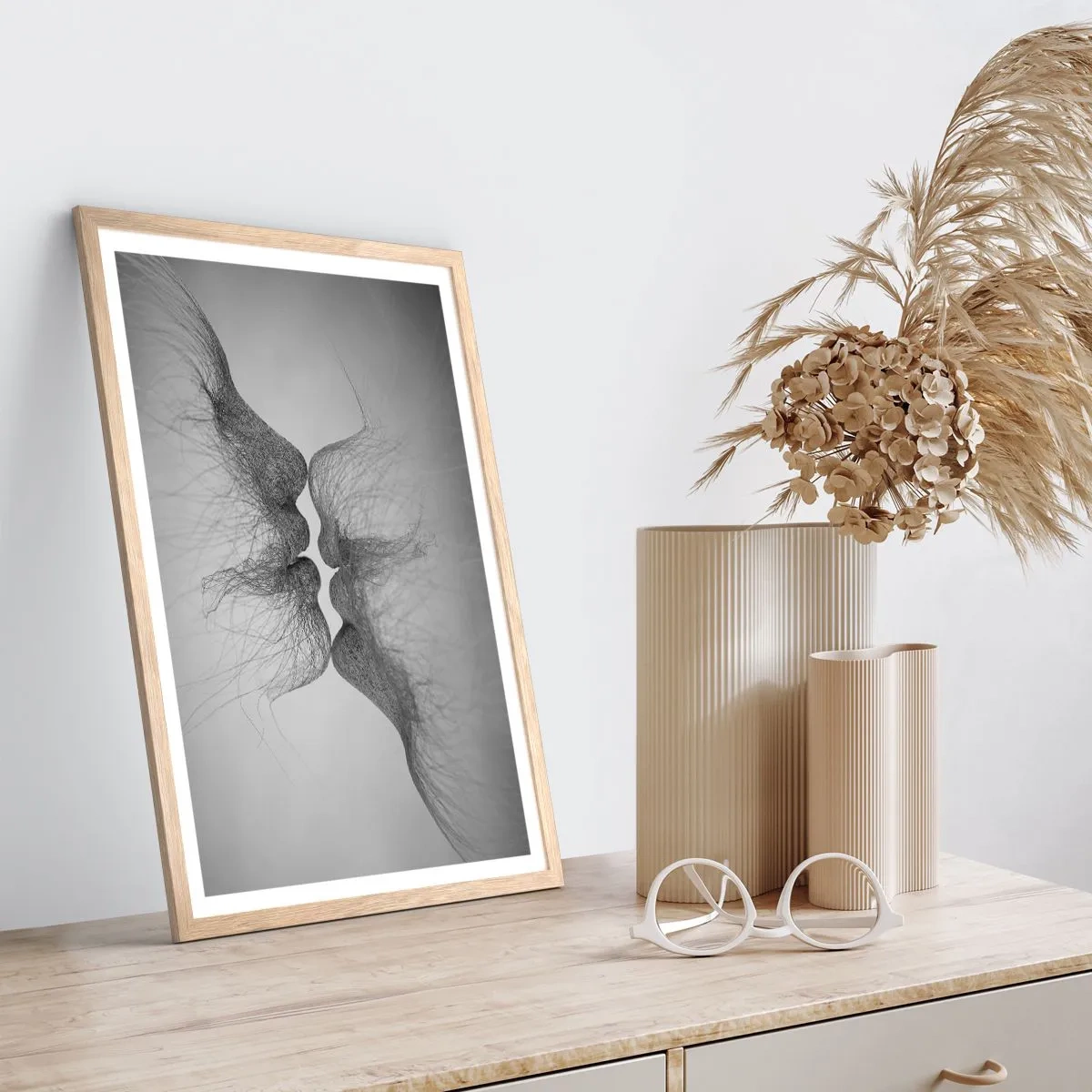 Poster in einem Rahmen aus heller Eiche - Kuss des Windes - 61x91 cm