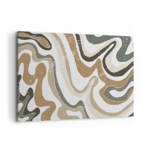 Bild auf Leinwand - Leinwandbild - Erdige Muster in Braun- und Grüntönen - 100x70cm - Mäander in Erdfarben - Moderne Wanddekoration für Wohnzimmer und Schlafzimmer ARTTOR