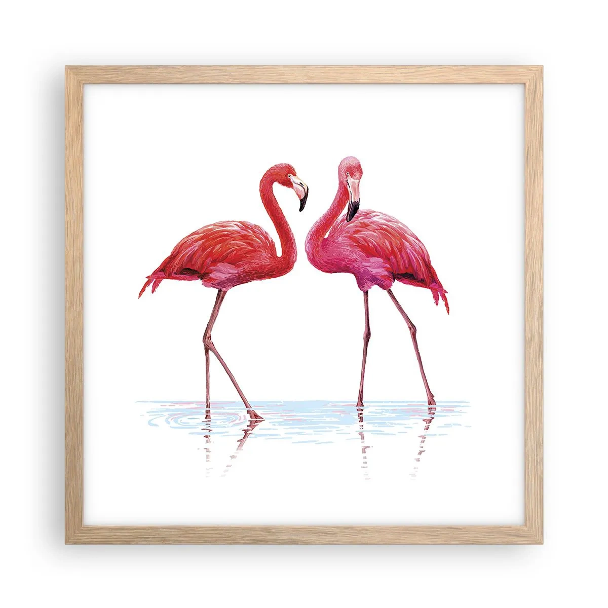 Poster in einem Rahmen aus heller Eiche - Rosa randez-vous - 40x40 cm