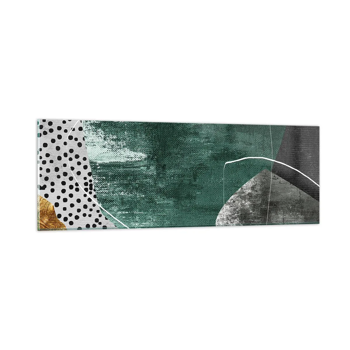 Glasbild - Bild auf glas - Bunte Abstraktion mit Blattgold - 90x30 cm