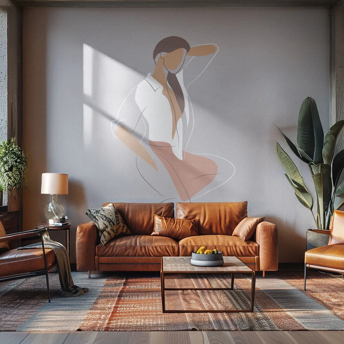 Selbstklebende Fototapete Deluxe Sticker - Umriss der Anmut - Frau, Grafik, Modell - 450x315 cm