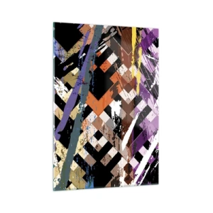 Glasbild - Bild auf glas - Eine abstrakte Komposition mit geometrischen Mustern und intensiven Farben. - 50x70cm - Quadriert - Moderne Wanddekoration für Wohnzimmer und Schlafzimmer ARTTOR