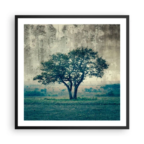 Poster in einem schwarzem Rahmen - Ein Apfelbaum auf blauem Feld? - 60x60 cm
