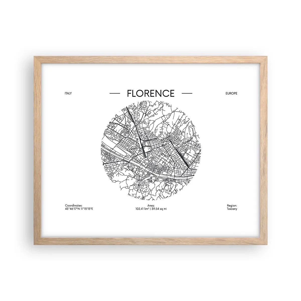 Poster in einem Rahmen aus heller Eiche - Anatomie von Florenz - 50x40 cm