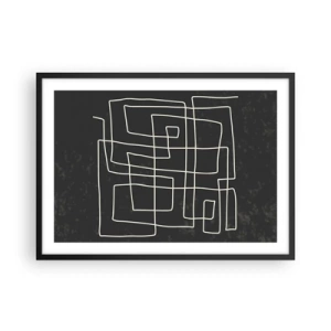 Poster in einem schwarzem Rahmen - Abstraktes geometrisches Muster auf dunklem Hintergrund - 70x50cm - Nicht so einfach - Moderne Wanddekoration für Wohnzimmer und Schlafzimmer ARTTOR