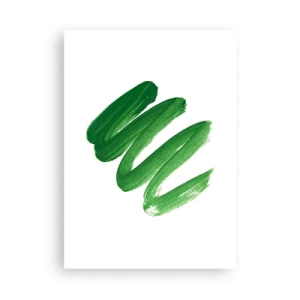 Poster - Minimalistische grüne Pinselstriche auf weißem Hintergrund - 50x70cm - Grüner Witz - Moderne Wanddekoration für Wohnzimmer und Schlafzimmer ARTTOR