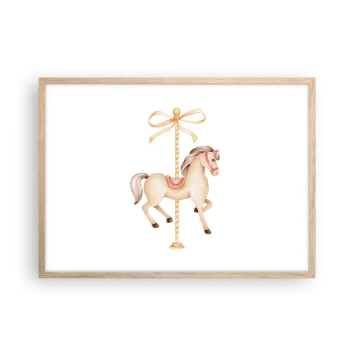Poster in einem Rahmen aus heller Eiche - Anmutiger Trab - 70x50 cm