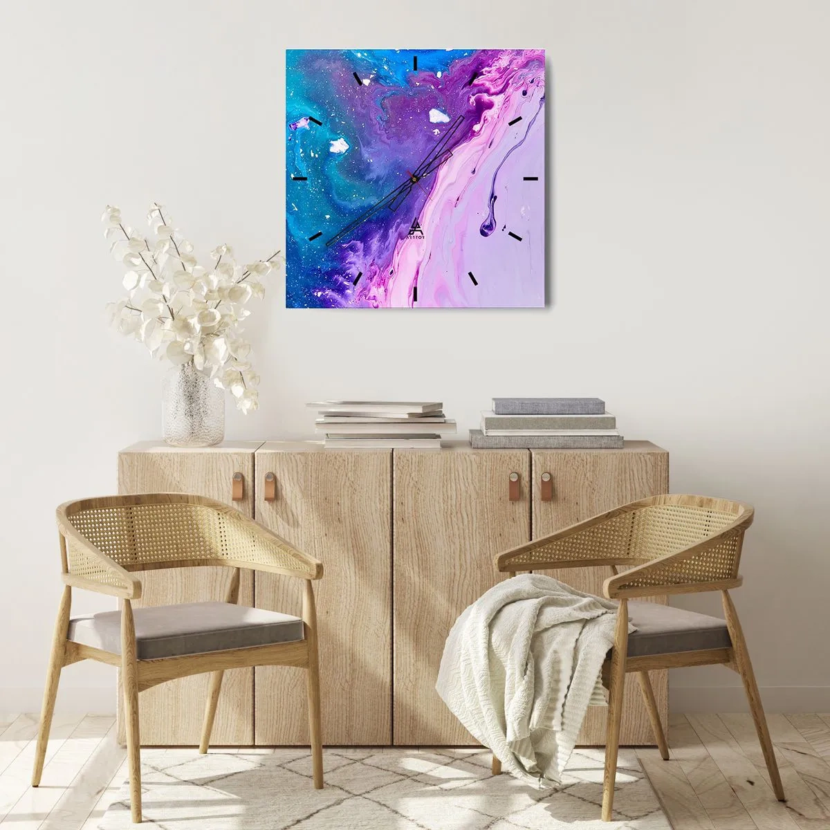 Wanduhr - Glasuhr - Yin und Yang - 30x30 cm