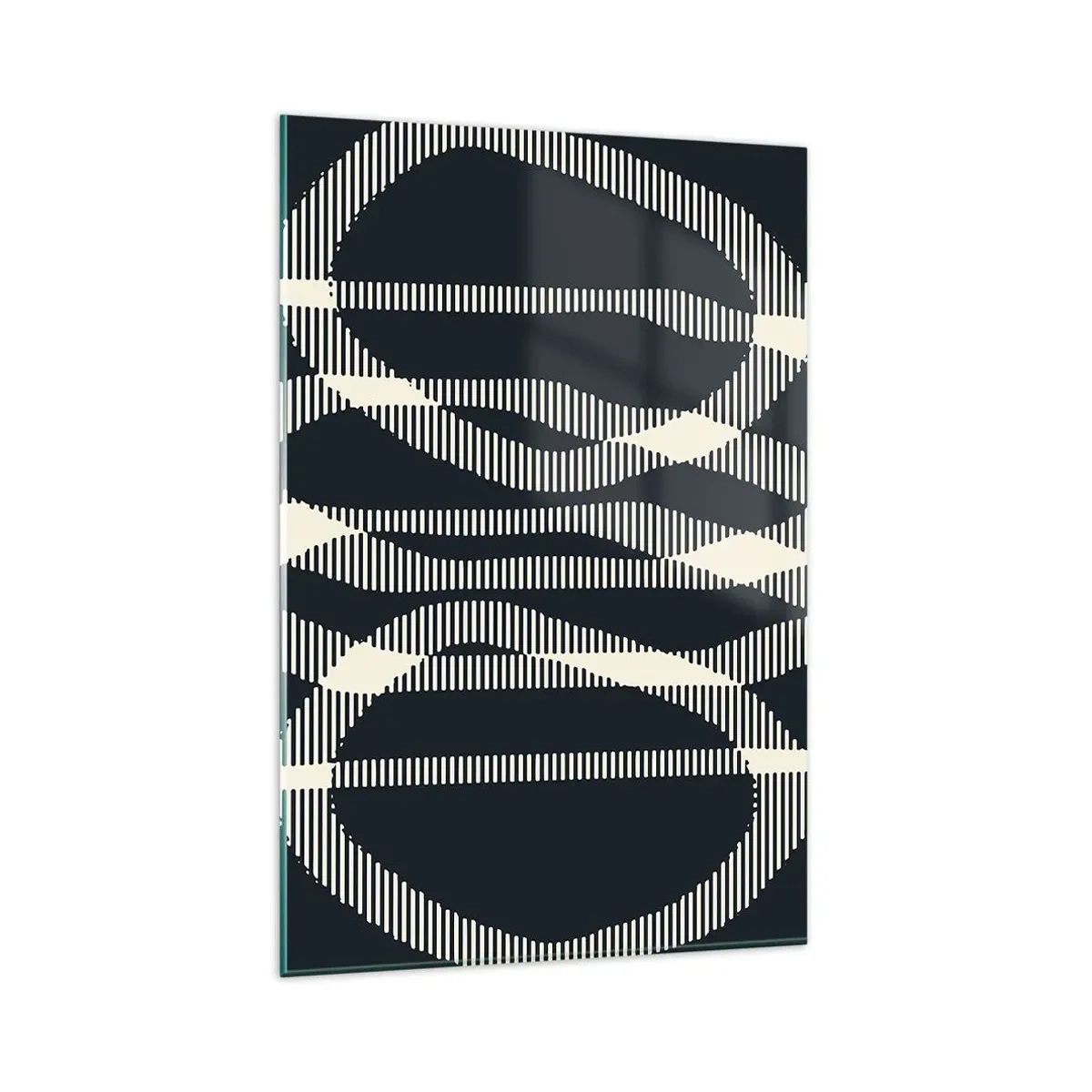 Glasbild - Bild auf glas - Geometrische Linien in hellen Farbtönen auf dunklem Hintergrund - 80x120cm - Ein Versuch, die Dunkelheit zu durchbrechen - Moderne Wanddekoration für Wohnzimmer und Schlafzimmer ARTTOR