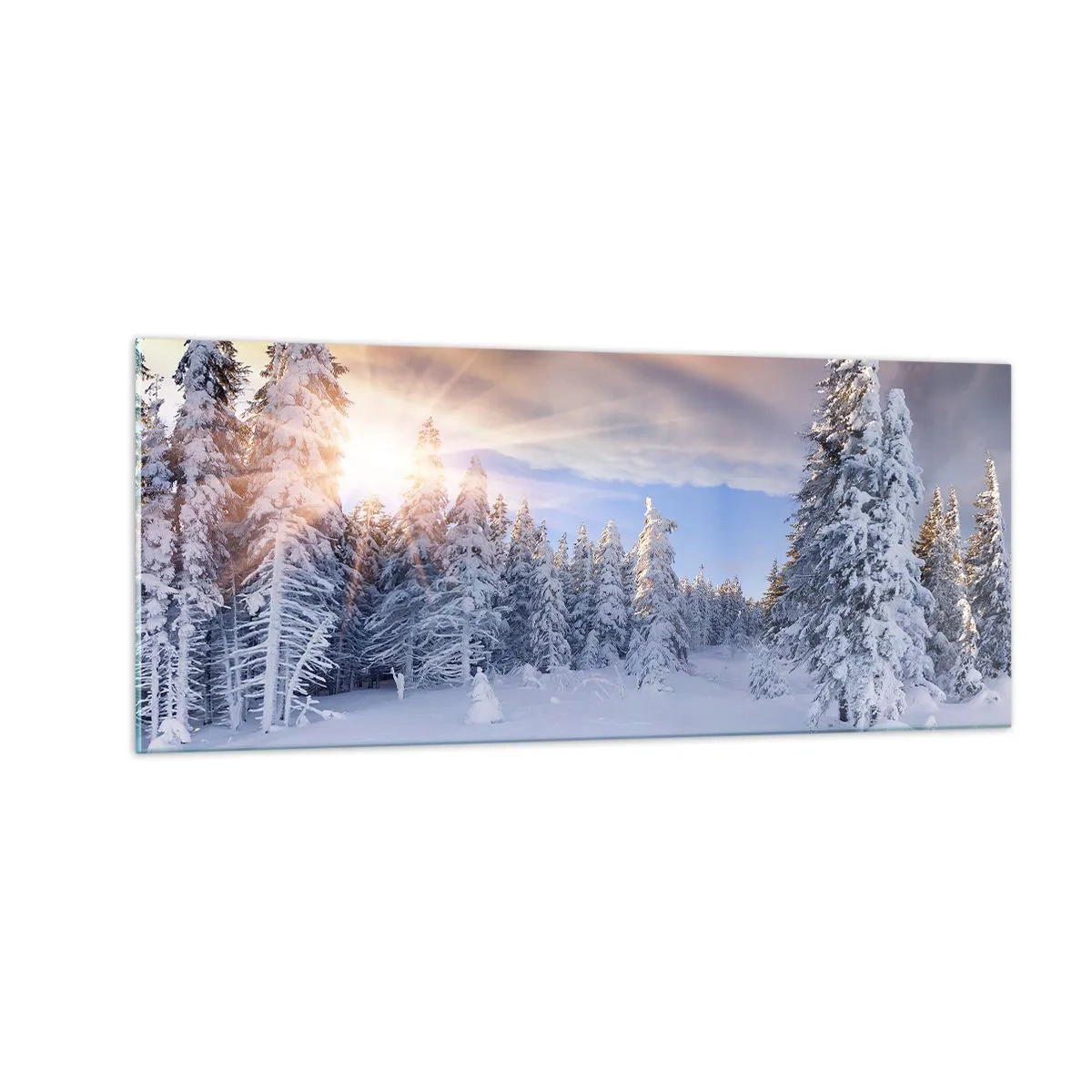 Glasbild - Bild auf glas - Ein verschneites Naturschauspiel - 100x40 cm
