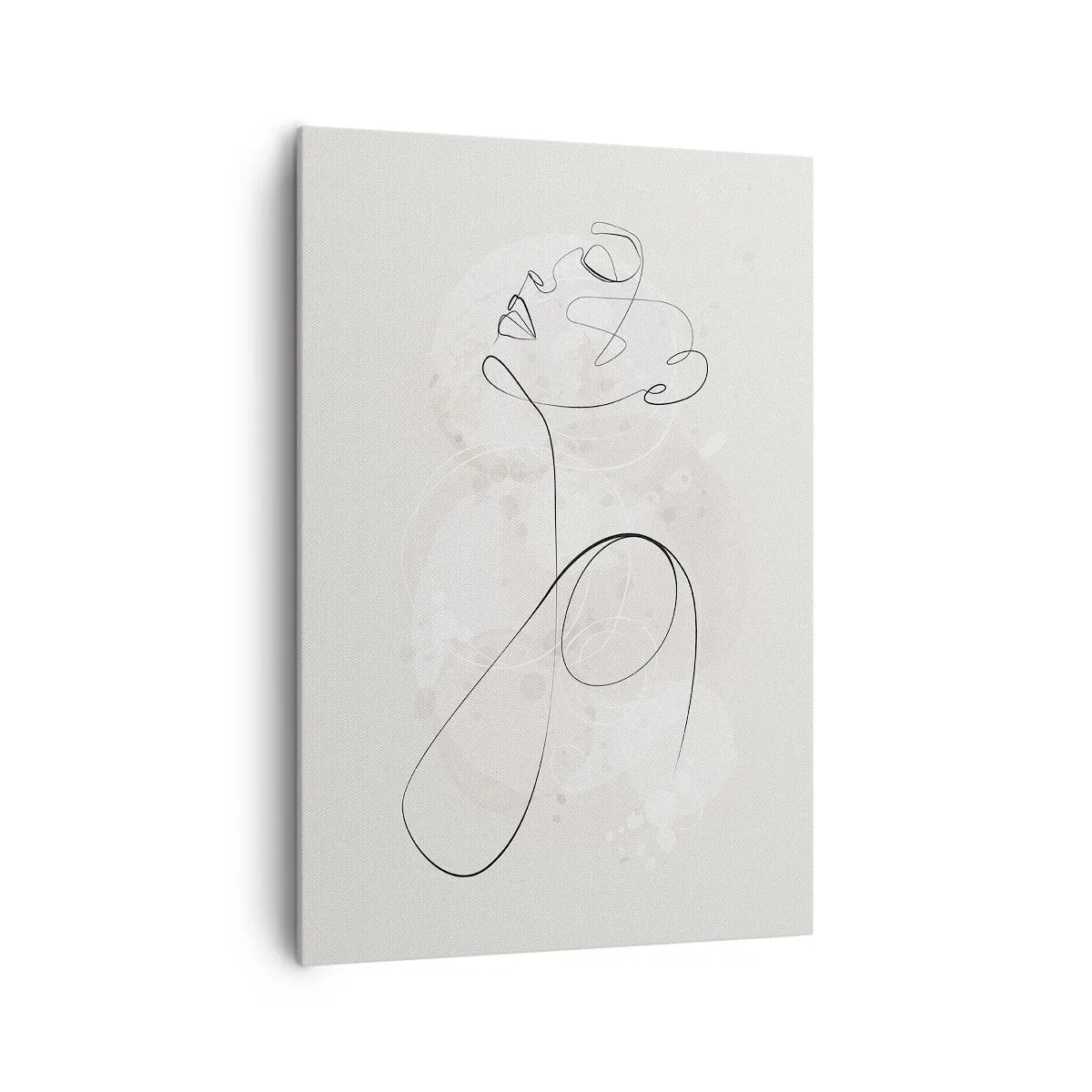 Bild auf Leinwand - Leinwandbild - Minimalistische Gesichtskontur mit einer Blume auf hellem Hintergrund - 70x100cm - Die Spirale der Schönheit - Moderne Wanddekoration für Wohnzimmer und Schlafzimmer ARTTOR