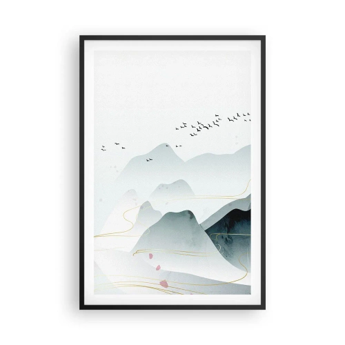 Poster in einem schwarzem Rahmen - Über die Gipfel - 61x91 cm