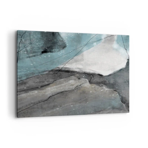Bild auf Leinwand - Leinwandbild - Abstrakte Komposition in Grau- und Blautönen - 120x80cm - Abstraktion: Felsen und Eis - Moderne Wanddekoration für Wohnzimmer und Schlafzimmer ARTTOR