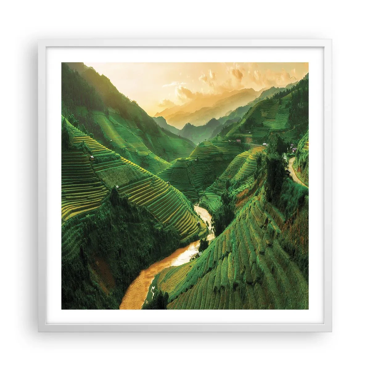 Poster in einem weißen Rahmen - Vietnamesisches Tal - 60x60 cm