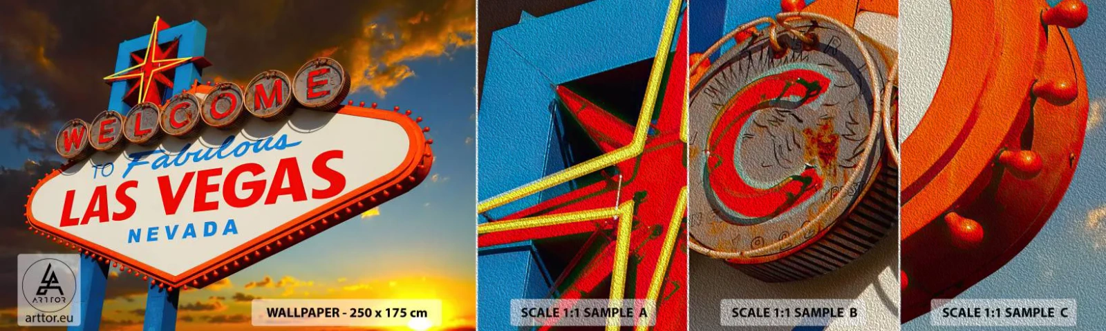 Fototapeten Muster Premium Sand - Für ein Lächeln des Schicksals - Reisen, Las Vegas, Stadt - 100x30 cm