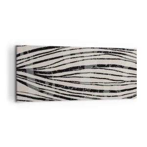 Bild auf Leinwand - Leinwandbild - Abstrakte Wellen in Schwarz-Weiß-Tönen - 120x50cm - Linienpool - Moderne Wanddekoration für Wohnzimmer und Schlafzimmer ARTTOR