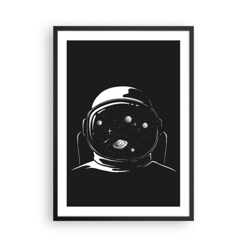 Poster in einem schwarzem Rahmen - Astronaut mit dem Weltraum in seinem Helm - 50x70cm - Schöne Aussicht - Moderne Wanddekoration für Wohnzimmer und Schlafzimmer ARTTOR