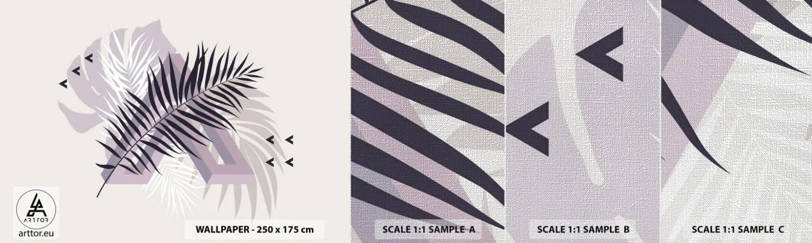 Fototapeten Muster Premium Canvas - Der Schatten des Schattens - Grafik, Palmblatt, Stück - 100x30 cm