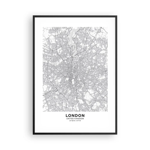 Poster in einem schwarzem Rahmen - Karte des Labyrinths von London - 70x100 cm