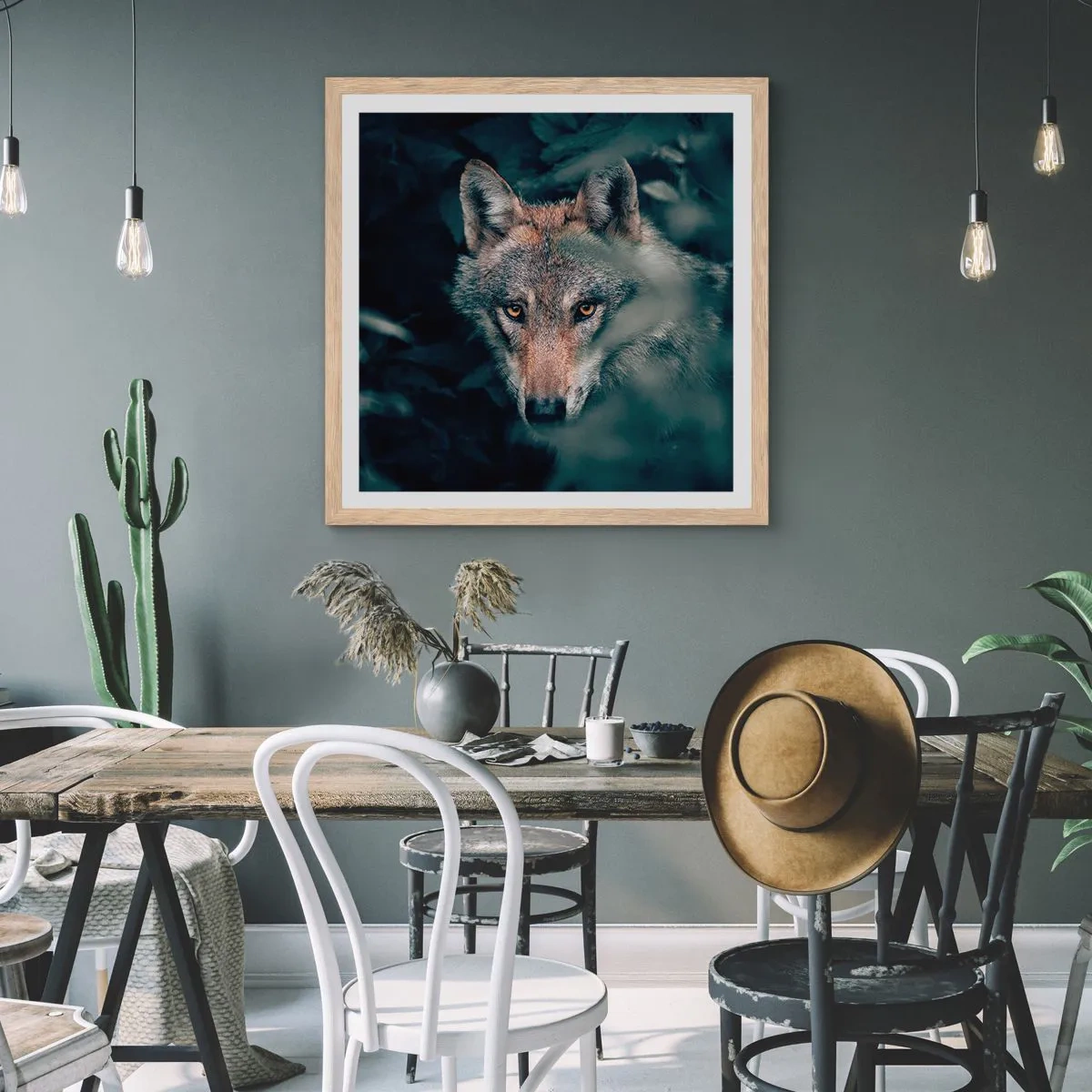 Poster in einem Rahmen aus heller Eiche - Jäger - 40x40 cm