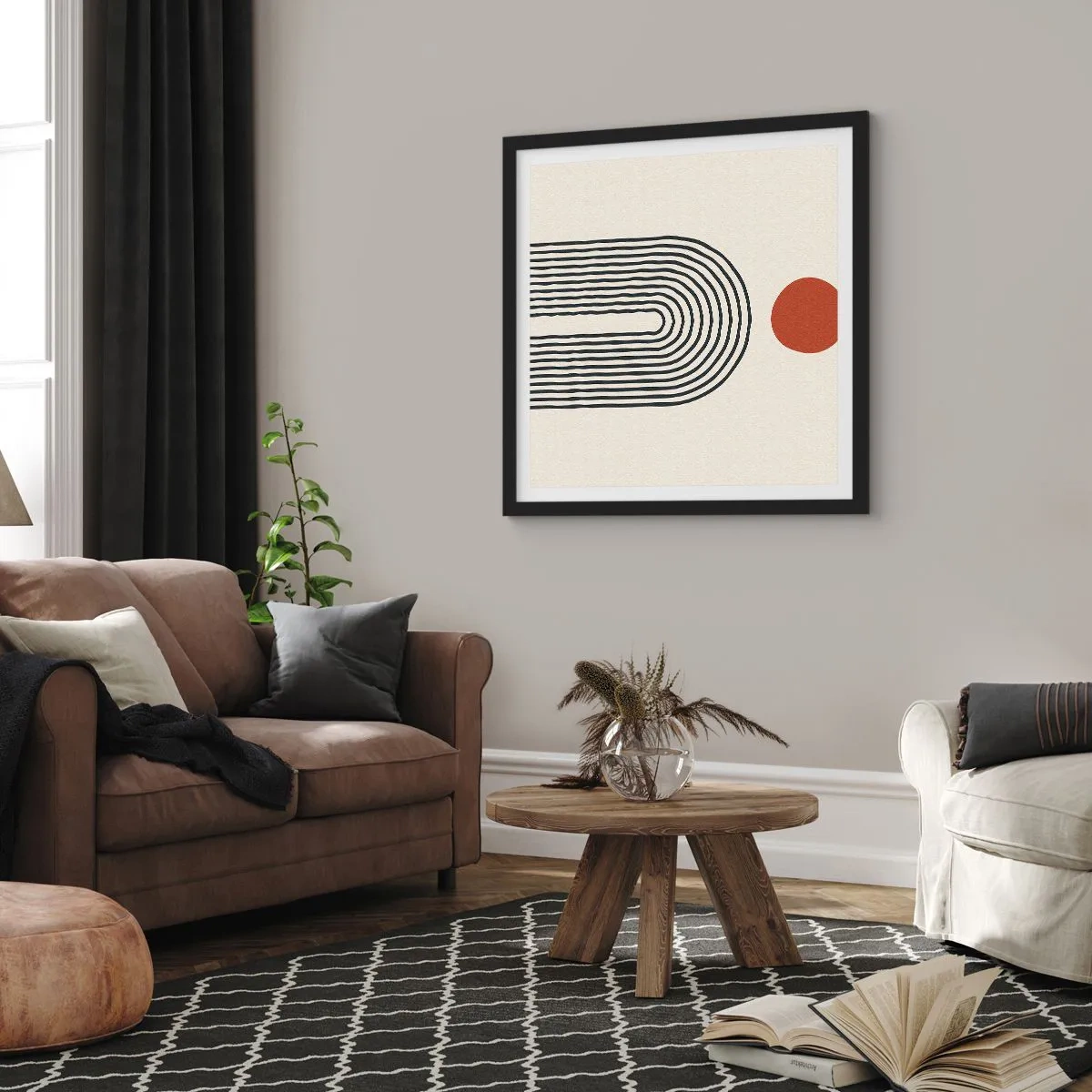 Poster in einem schwarzem Rahmen - Magnetismus von Formen und Farben - 50x50 cm