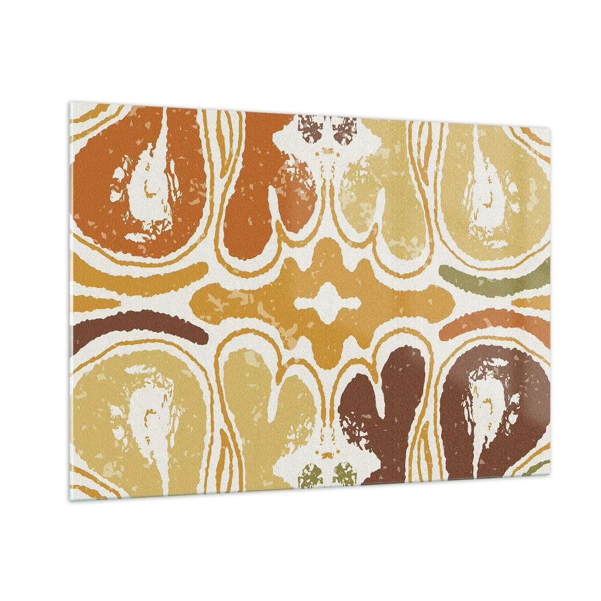 Glasbild - Bild auf glas - Symmetrische Abstraktion in warmen Erdtönen - 100x70cm - Sentimentale Abstraktion - Moderne Wanddekoration für Wohnzimmer und Schlafzimmer ARTTOR