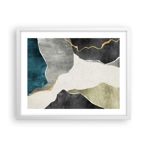 Poster in einem weißen Rahmen - Mosaikkomposition mit Goldfaden - 50x40 cm