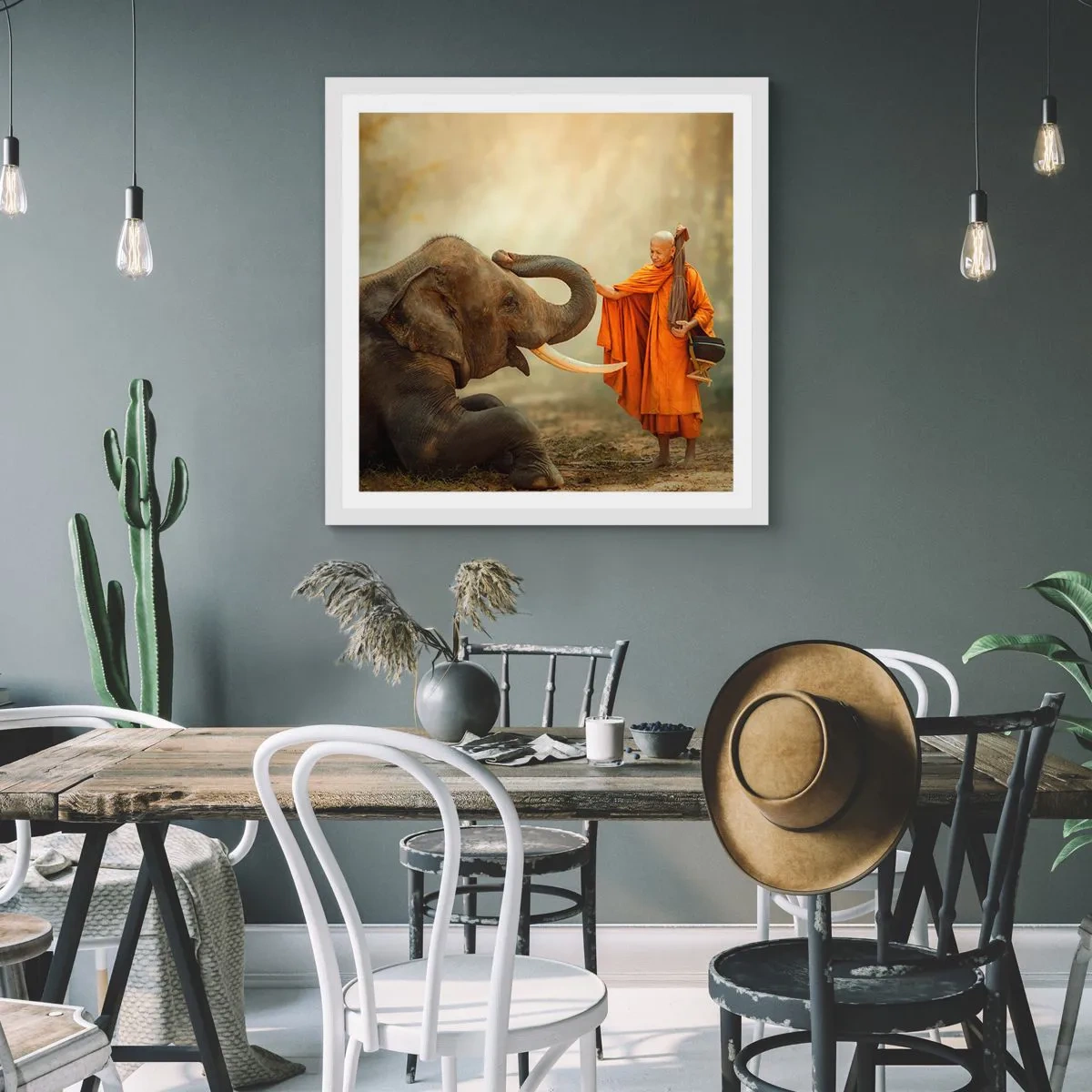 Poster in einem weißen Rahmen - Treffen unterwegs - 30x30 cm