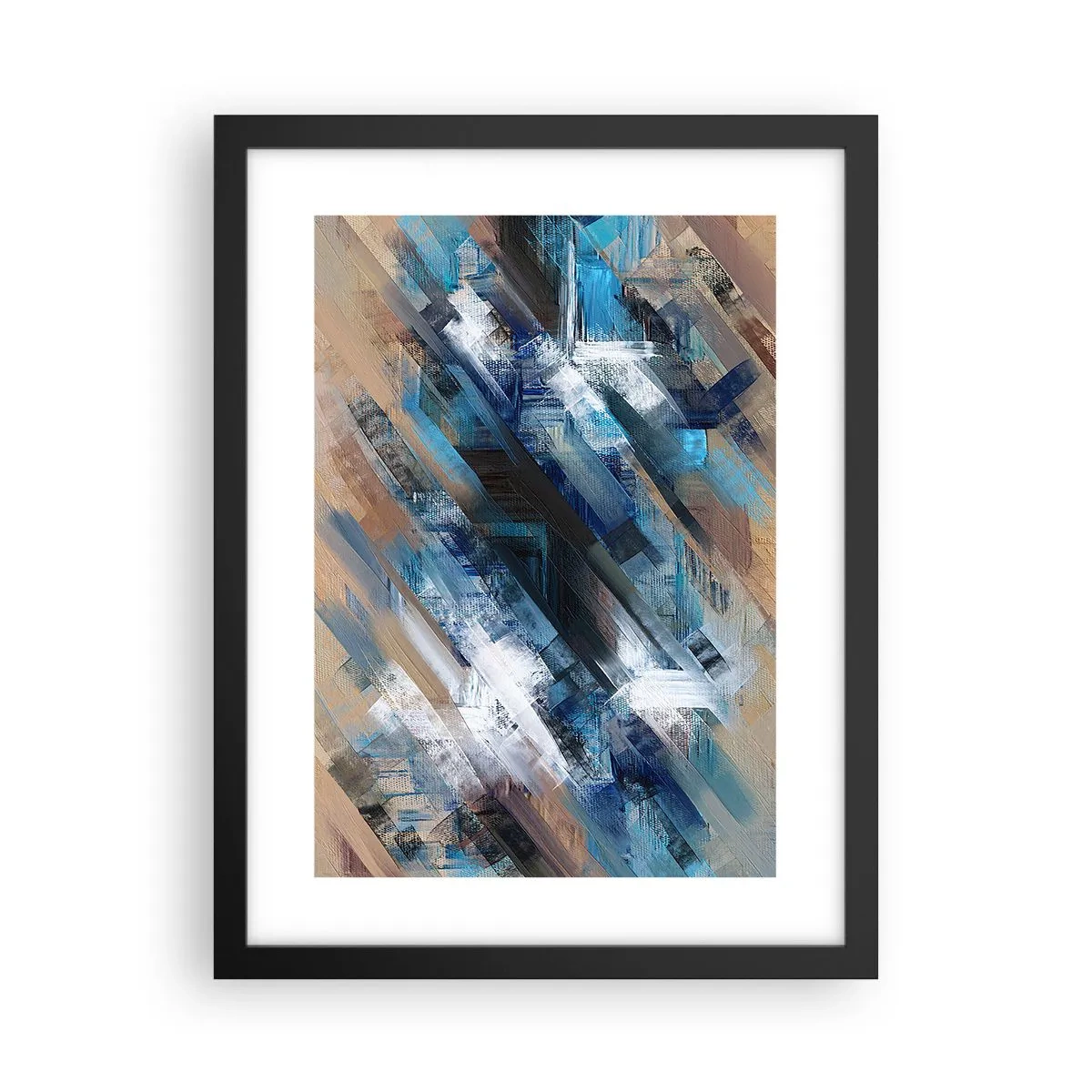 Poster in einem schwarzem Rahmen - Auf einer blauen Diagonale - 30x40 cm