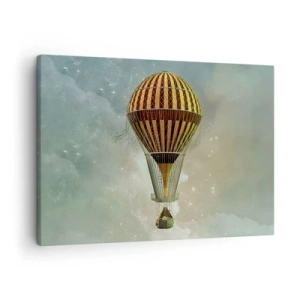 Bild auf Leinwand - Leinwandbild - Ein Heißluftballon, der zwischen den Wolken schwebt - 70x50cm - Pionierflüge - Moderne Wanddekoration für Wohnzimmer und Schlafzimmer ARTTOR