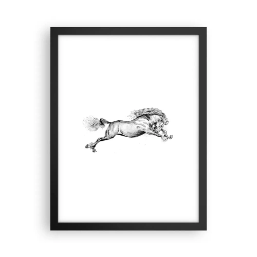 Poster in einem schwarzem Rahmen - Im Galopp festgehalten - 30x40 cm