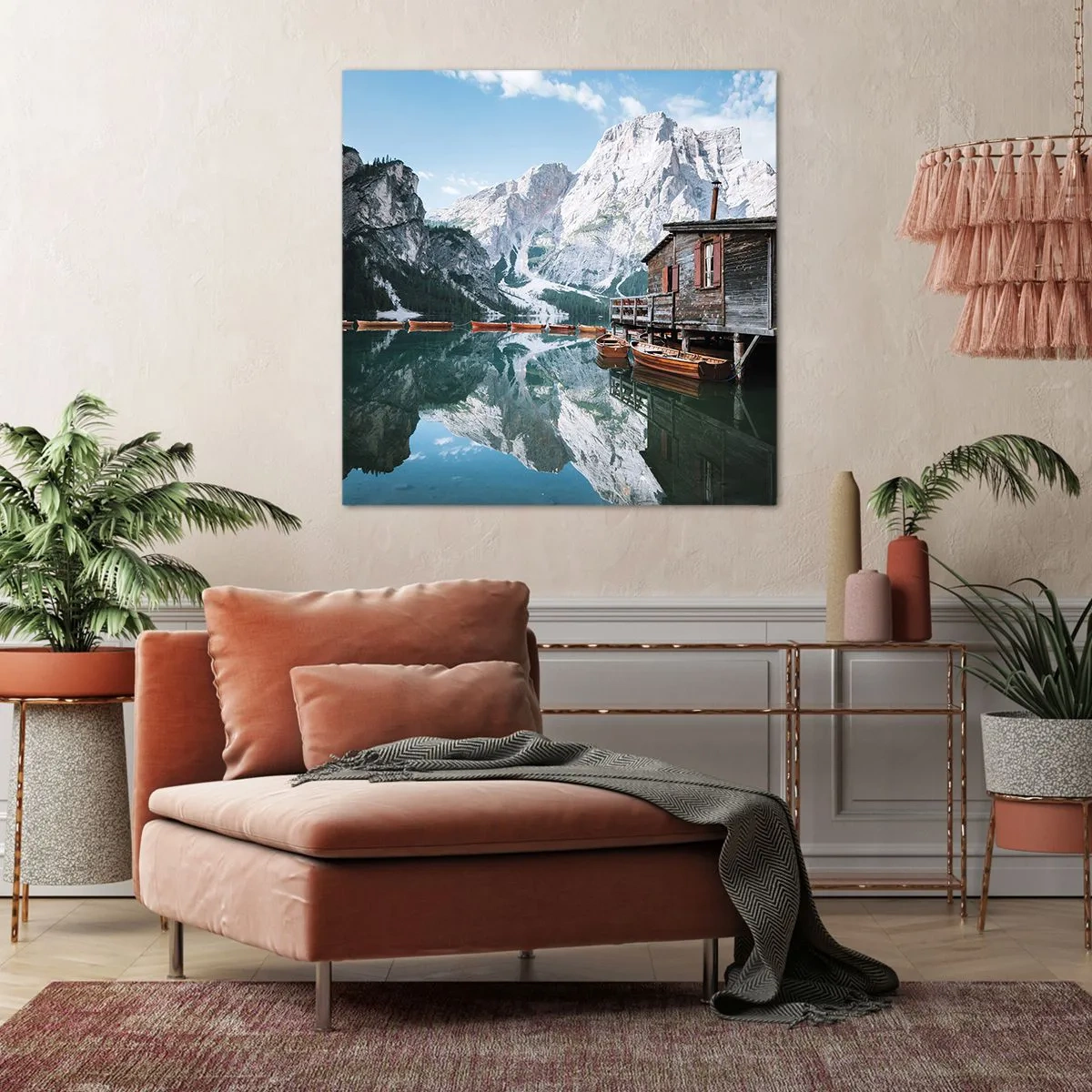 Bild auf Leinwand - Leinwandbild - Kristallklarer Bergmorgen - 40x40 cm