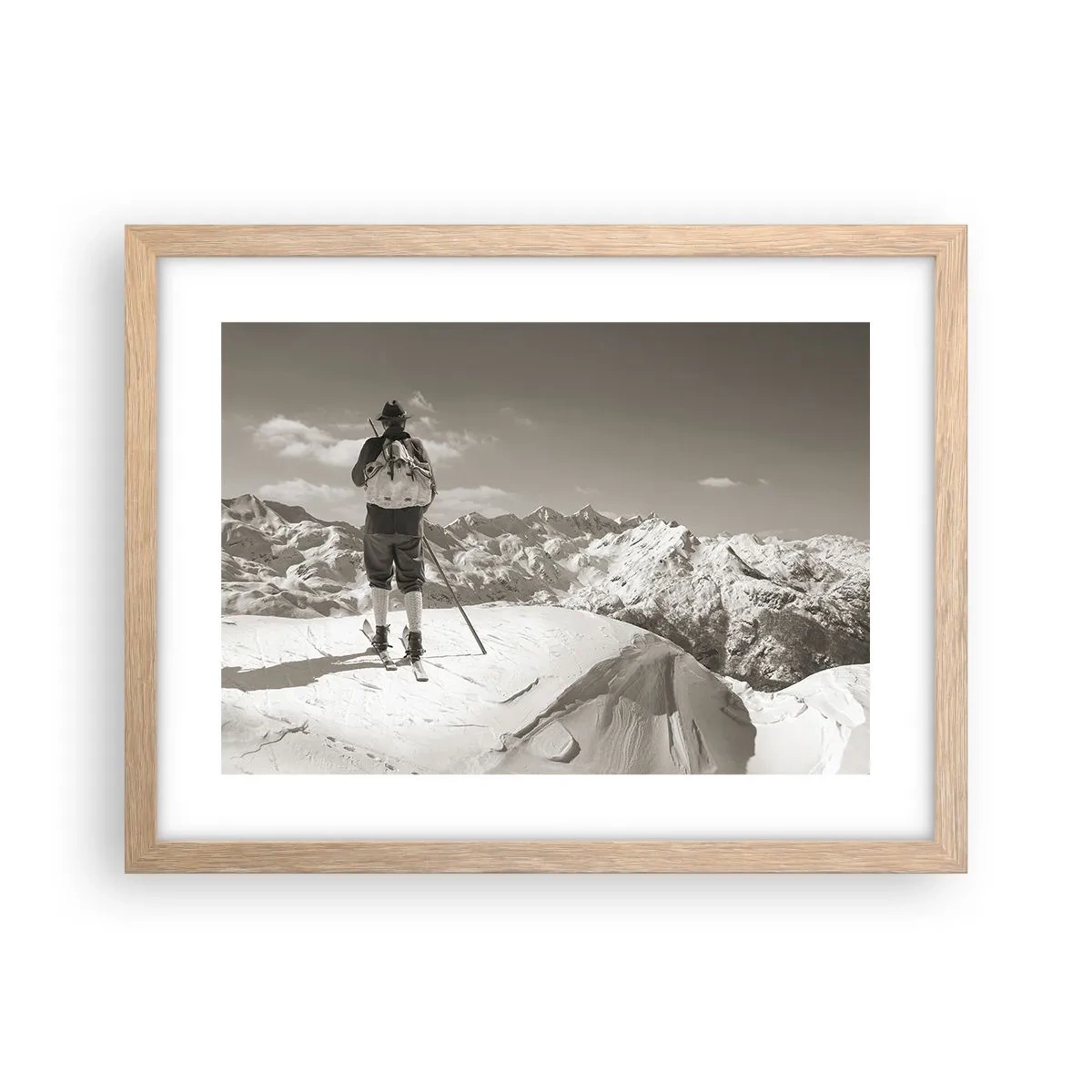 Poster in einem Rahmen aus heller Eiche - Und die Berge bleiben unverändert - 40x30 cm