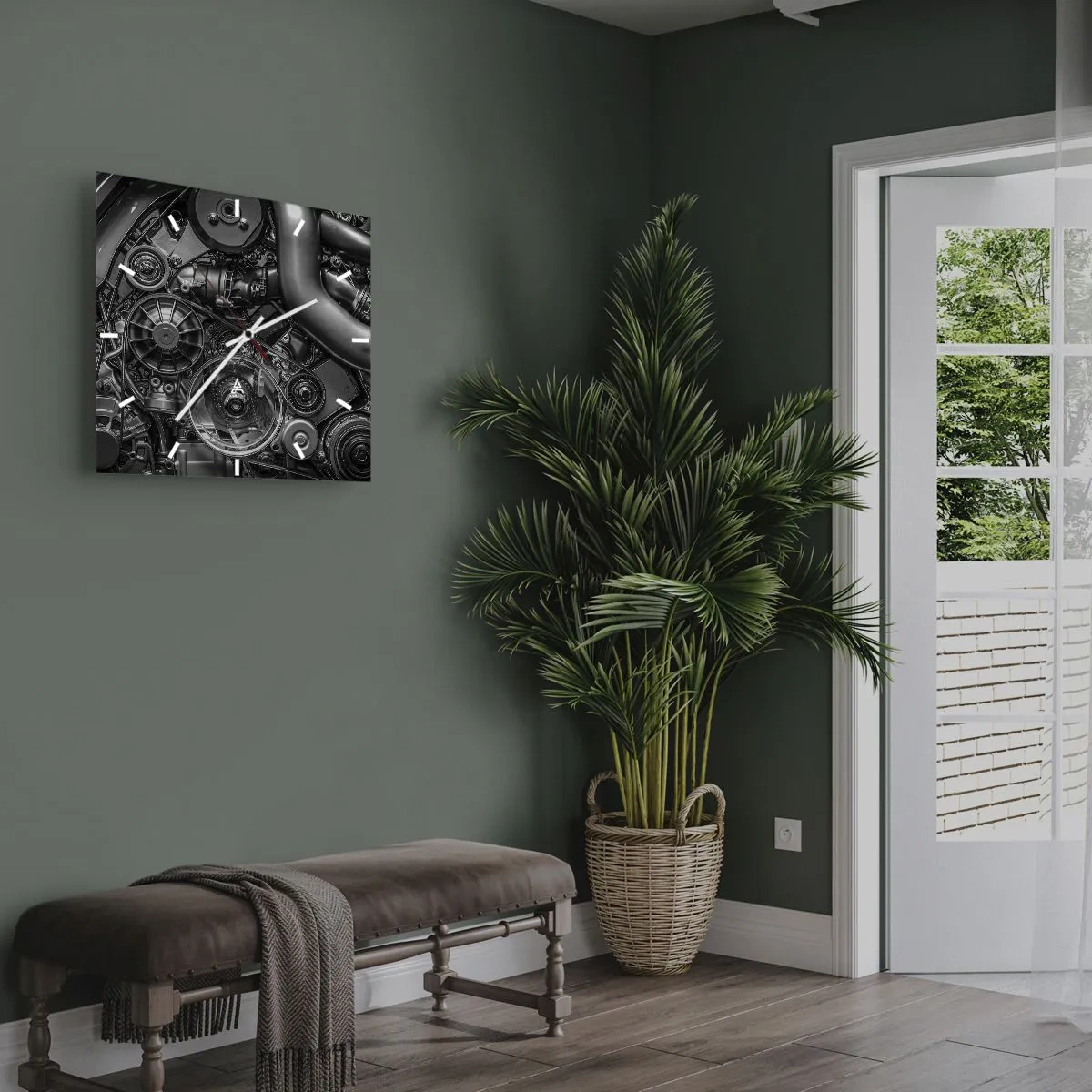 Wanduhr - Glasuhr - Die Poesie der Mechanik - 30x30 cm