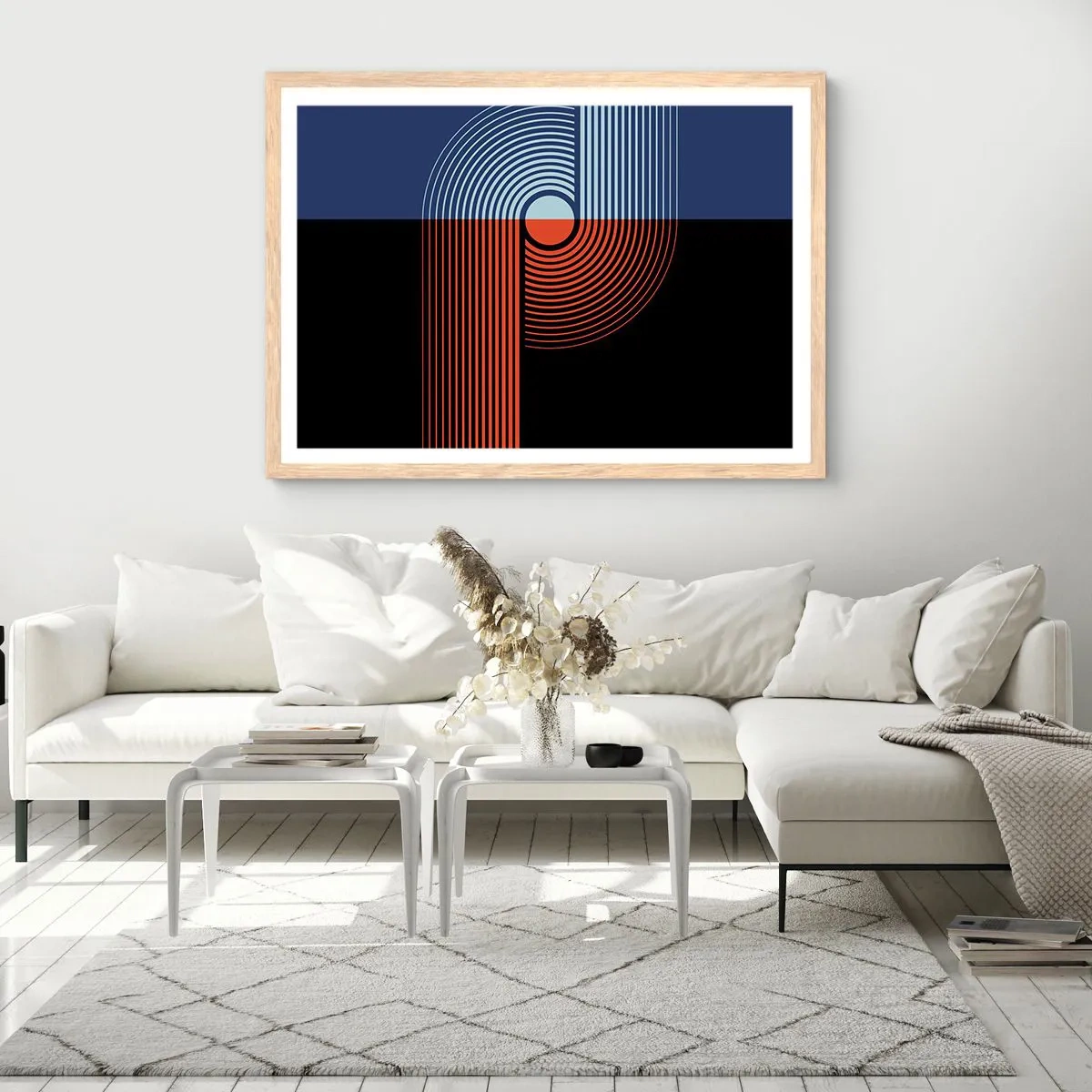 Poster in einem Rahmen aus heller Eiche - In einer geometrischen Umarmung - 50x40 cm