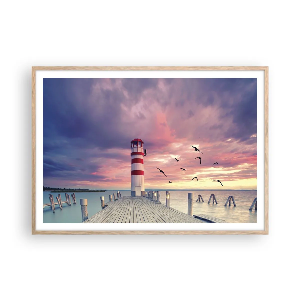 Poster in einem Rahmen aus heller Eiche - Es ist Zeit zum Hafen zu gehen - 100x70 cm