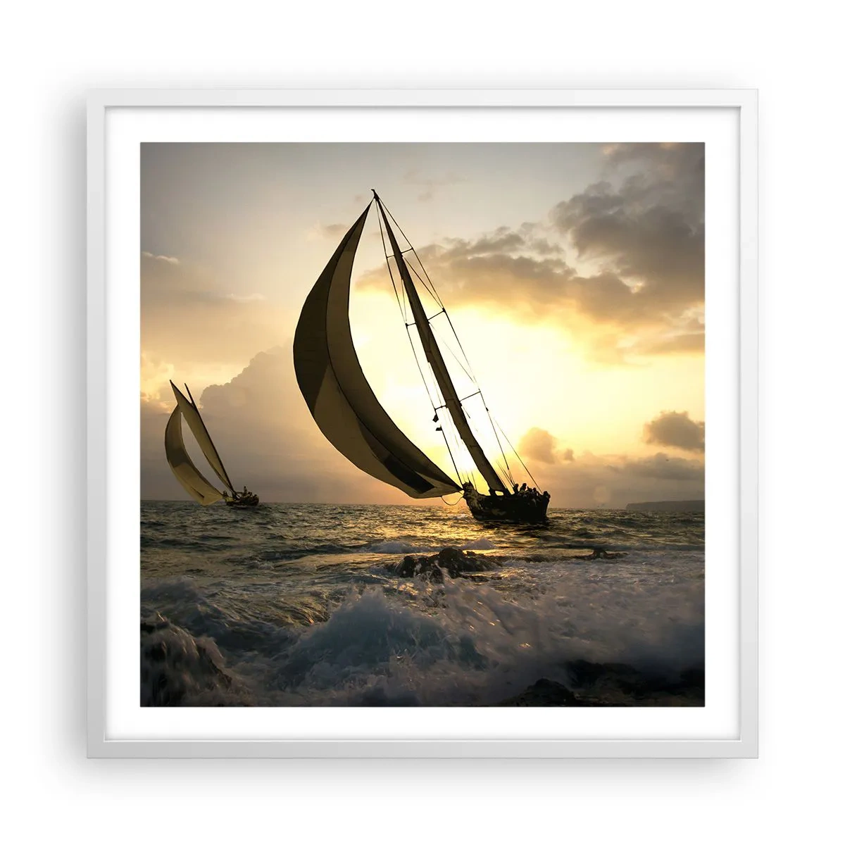 Poster in einem weißen Rahmen - Mit dem Wind und gegen den Wind - 60x60 cm