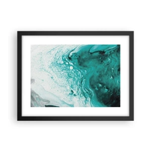 Poster in einem schwarzem Rahmen - Verschmelzen in Weiß und Türkis - 40x30 cm