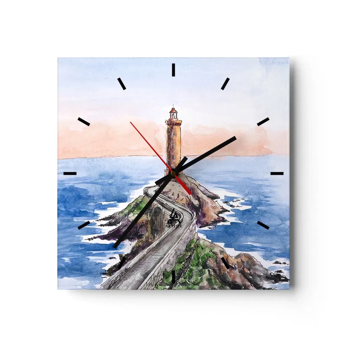 Wanduhr - Glasuhr - Ein Leuchtturm an einer felsigen Küste - 30x30cm - Dem Meer zugewandt - Moderne Wanddekoration für Wohnzimmer und Schlafzimmer ARTTOR